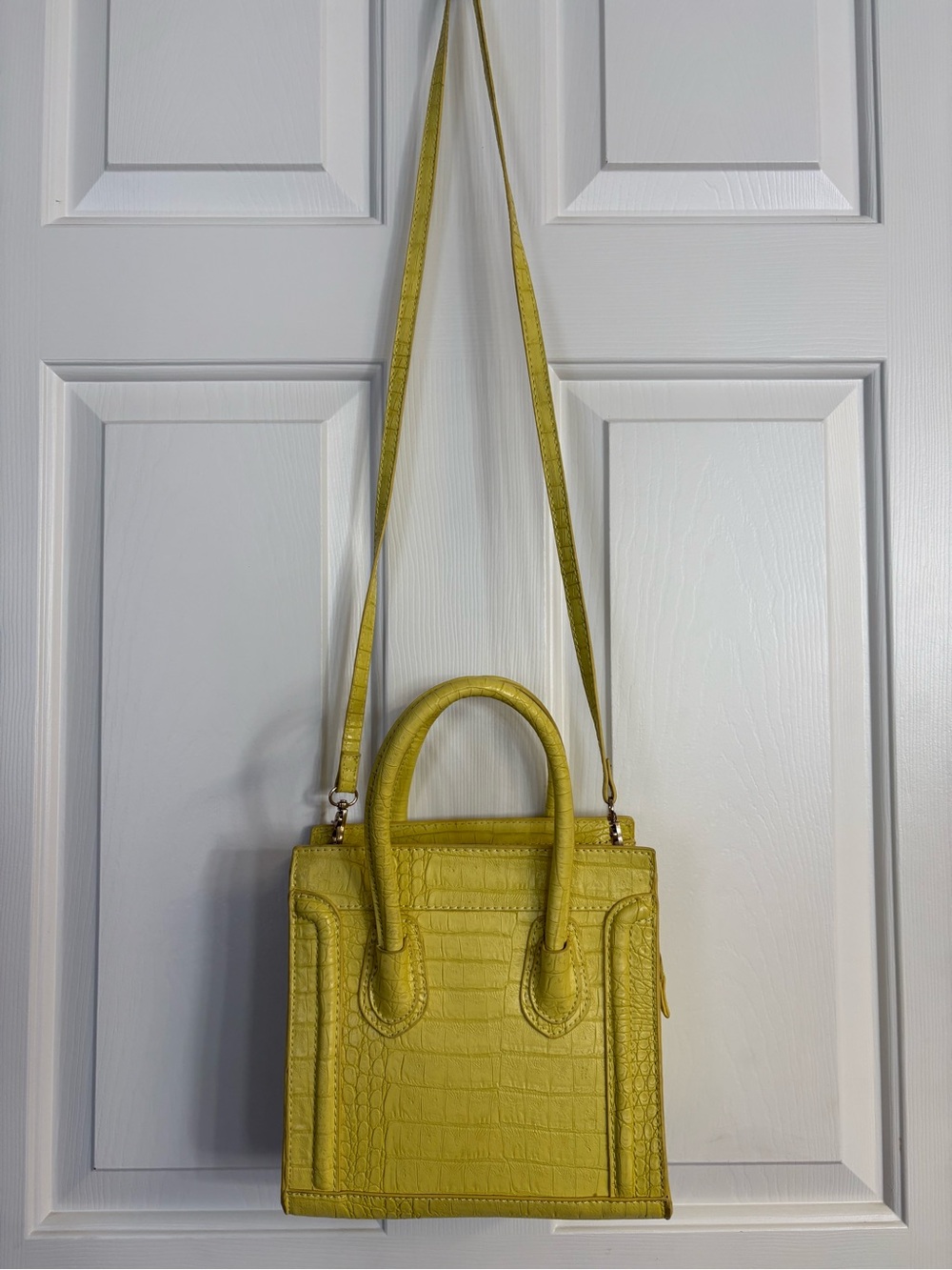 KC Jagger Yellow Croc-Embossed Small Tote Bag